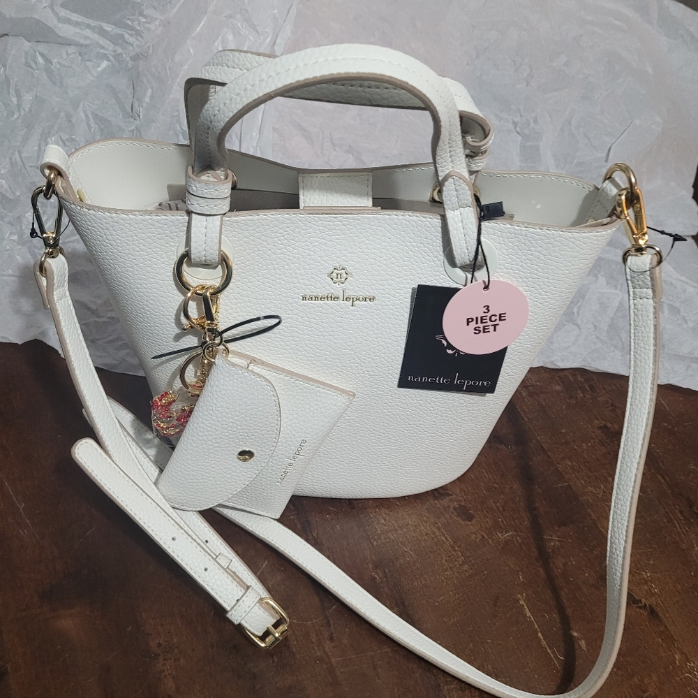 NWT - Nanette Lapore - Gianna Satchel-White Crab.